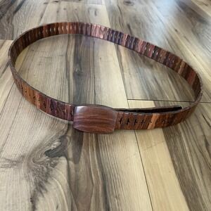 Vintage‎ Brown Wooden-Link Belt / Adjustable / Unique Boho Retro